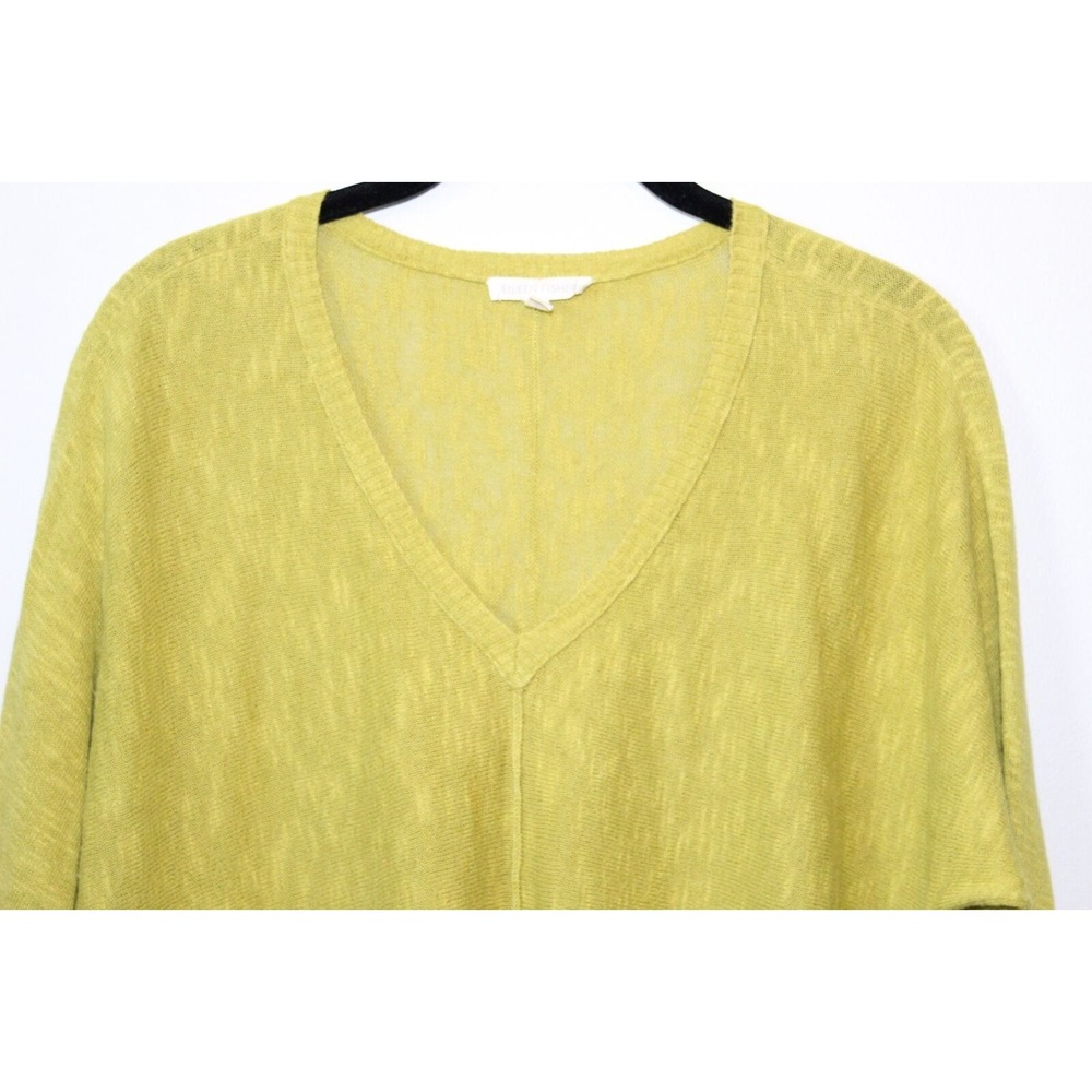Eileen Fisher Organic Linen Cotton V-neck 3/4 Sleeve Top Green Small Lightweight - Picture 9 of 16